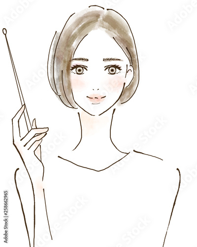 Obraz na płótnie アドバイス 先生 講師 ポイントを説明する人物 女性 イラスト w salonie