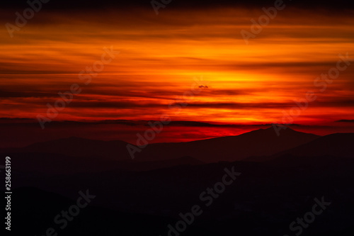 Beautiful sunset over mountains layers in Umbria (Italy) © Massimo