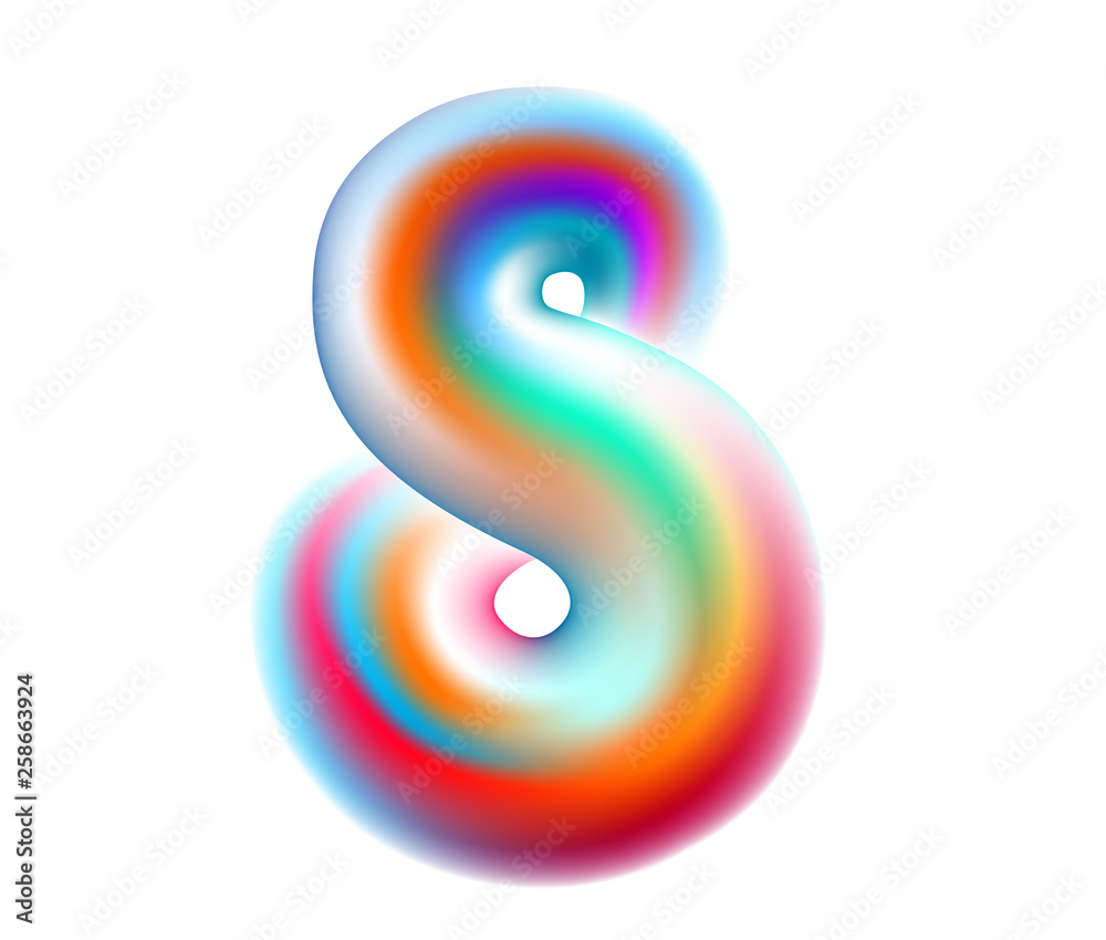 Abstract shape with bright colors inside.