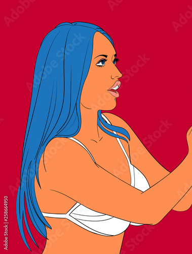 Cartoon character a sexy young girl in comic book style design.