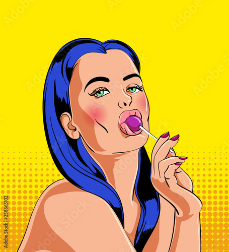 Cartoon character a sexy young girl in comic book style design.