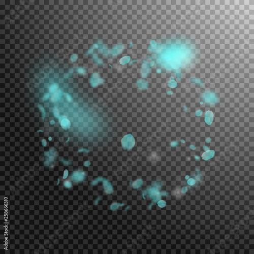 Turquoise flower petals falling down. Artistic rom
