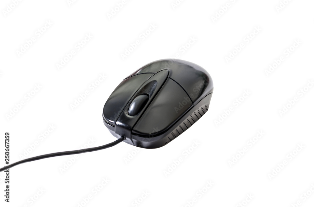 black computer mouse isolated on white background black computer mouse isolated on white background