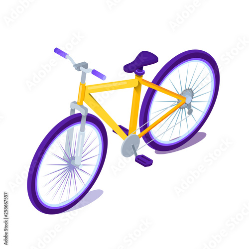 Bicycle flat cartoon color vector illustration