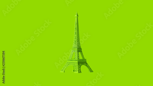 Fototapeta Naklejka Na Ścianę i Meble -  Lime Green Eiffel tower 3d illustration 3d render