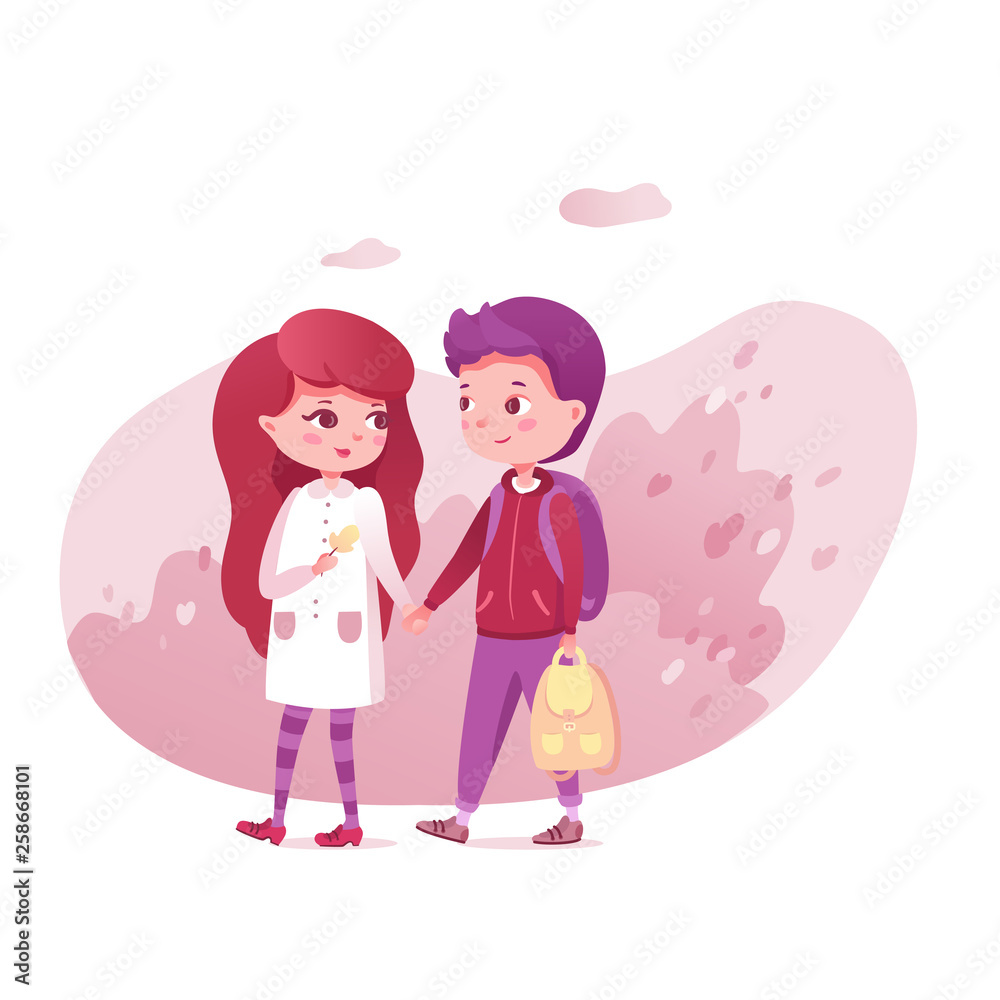 Romantic couple holding hands vector illustration Romantic couple holding hands vector illustration