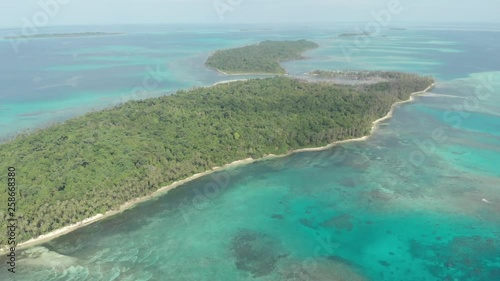 Wallpaper Mural Aerial: flying over desert island tropical beach caribbean sea turquoise water coral reef. Indonesia Sumatra Banyak islands. tourist destination diving snorkeling. Native cinelike D-log color profile. Torontodigital.ca