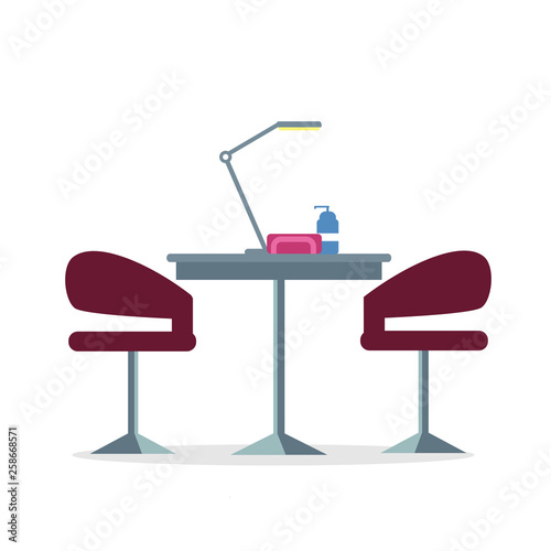 Beauty salon, manicure room flat illustration