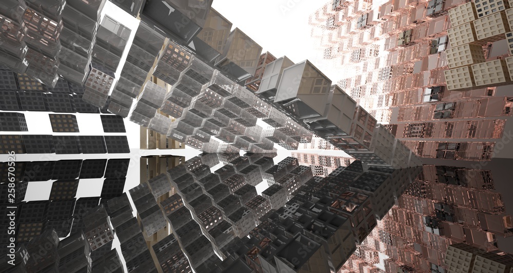 Obraz premium Abstract concrete and coquina parametric interior . 3D illustration and rendering.