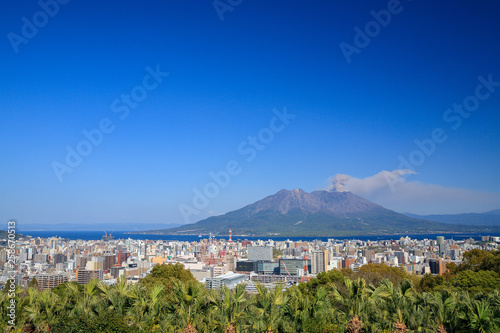 長島美術館からみた鹿児島市街地と桜島