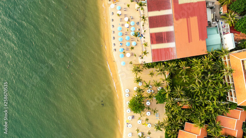 Aerial view of beach on Phu Quoc island, Long beach coastline on a sunny weather photo
