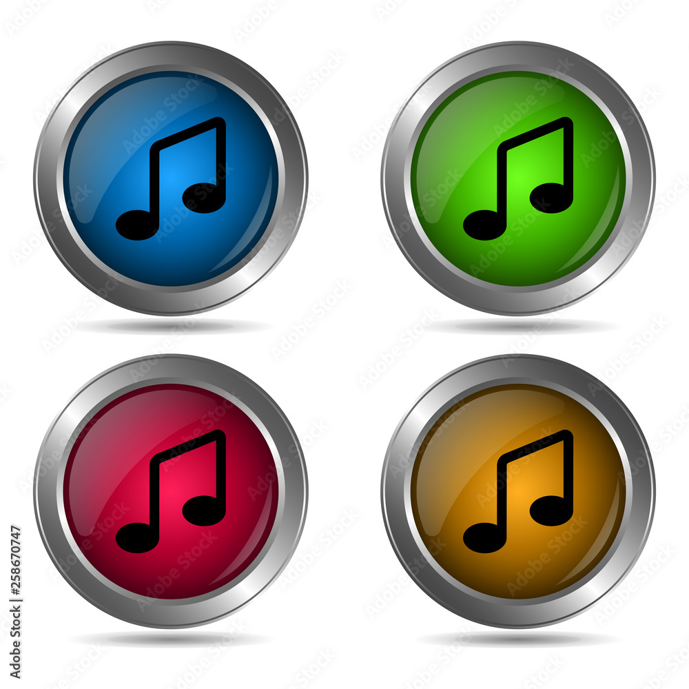 Melody icon. Set of round color icons. Melody icon. Set of round color icons.