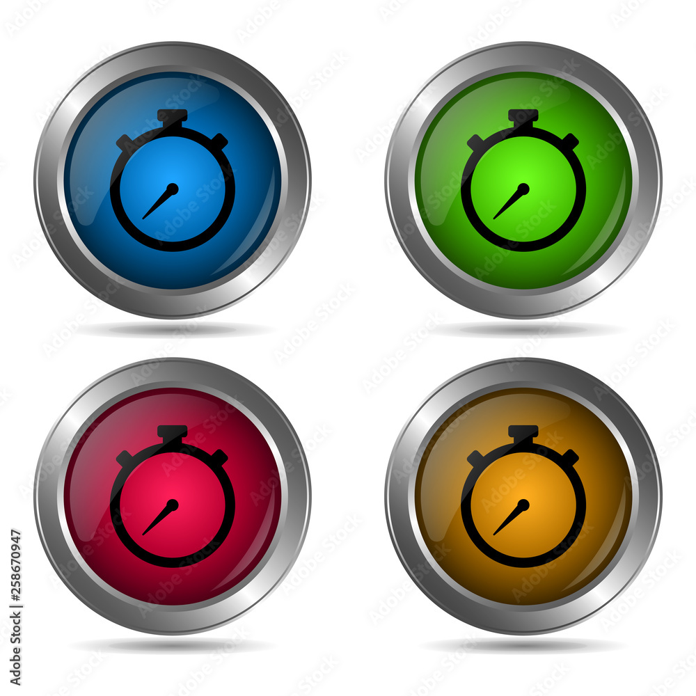 Timer icon. Set of round color icons. Timer icon. Set of round color icons.