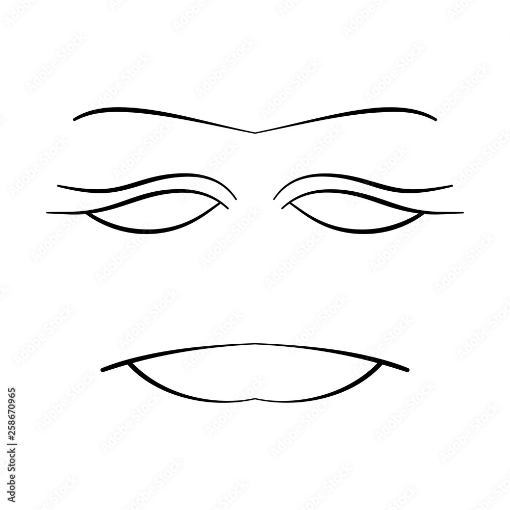 Abstract face symbol, icon white background. Black and white cartoon face. Contour face drawing, sketch, graphic. Abstract face symbol, icon white background. Black and white cartoon face. Contour face drawing, sketch, graphic.