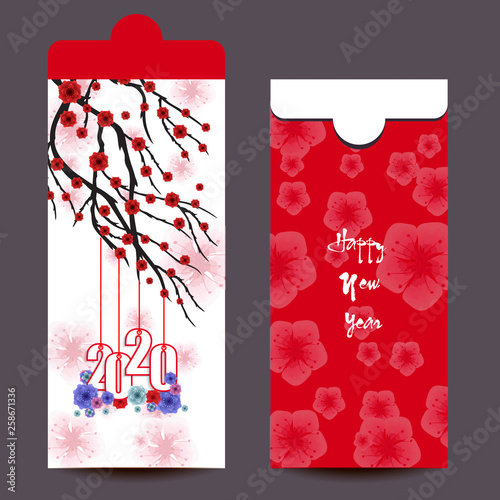 Chinese New Year red envelope flat icon, year of the rat 2020