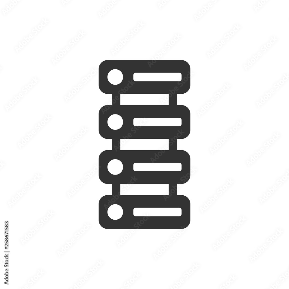 Data center icon in flat style. Server vector illustration on white isolated background. Security business concept. Data center icon in flat style. Server vector illustration on white isolated background. Security business concept.