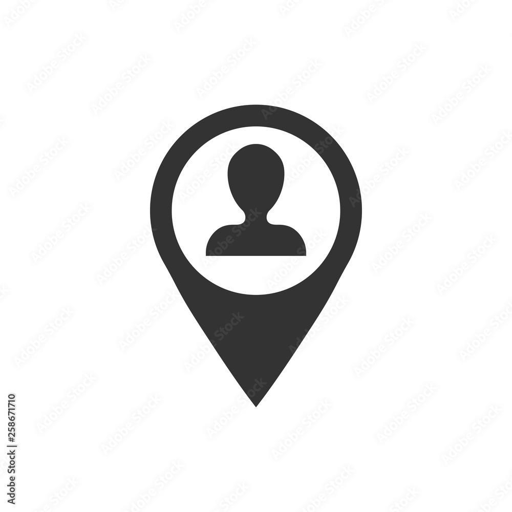 Placement icon in flat style. People pin vector illustration on white isolated background. Navigation business concept. Placement icon in flat style. People pin vector illustration on white isolated background. Navigation business concept.