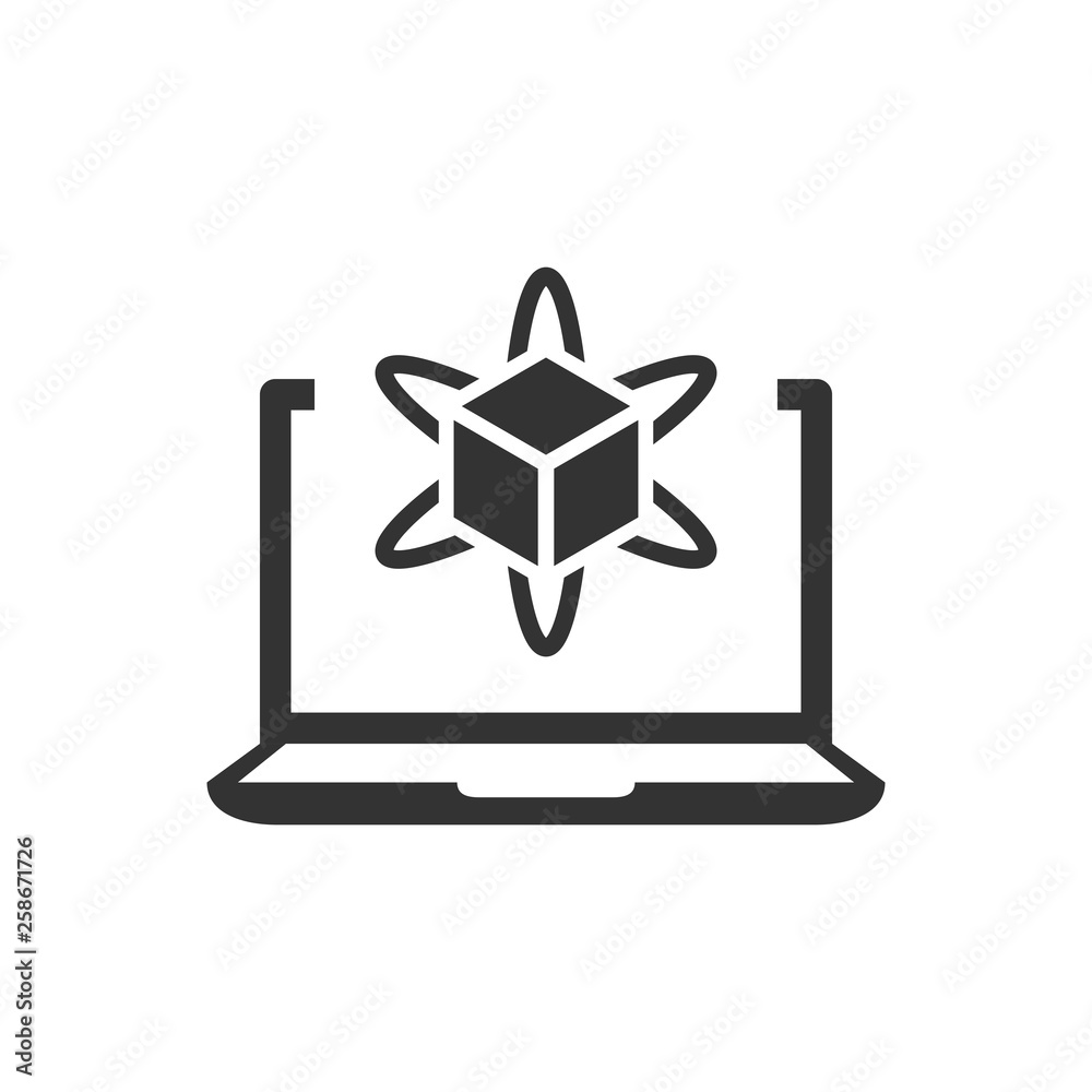 Computer simulation icon in flat style. Vr device vector illustration on white isolated background. Technology business concept. Computer simulation icon in flat style. Vr device vector illustration on white isolated background. Technology business concept.