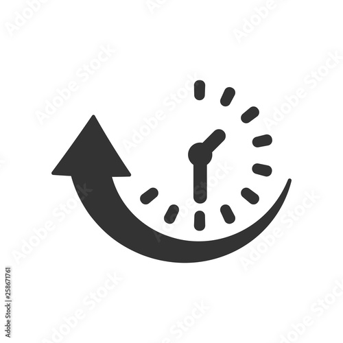 Downtime icon in flat style. Uptime vector illustration on white isolated background. Clock business concept. photo