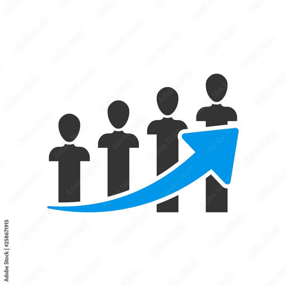 Performance icon in flat style. Career vector illustration on white isolated background. People with arrow business concept. Performance icon in flat style. Career vector illustration on white isolated background. People with arrow business concept.