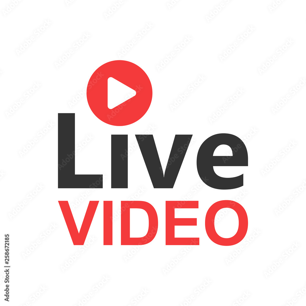 Live video icon in flat style. Streaming tv vector illustration on white isolated background. Broadcast business concept. Live video icon in flat style. Streaming tv vector illustration on white isolated background. Broadcast business concept.