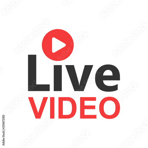 Live video icon in flat style. Streaming tv vector illustration on white isolated background. Broadcast business concept.