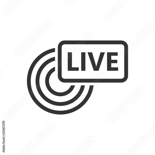 Live broadcast icon in flat style. Antenna vector illustration on white isolated background. On air business concept.