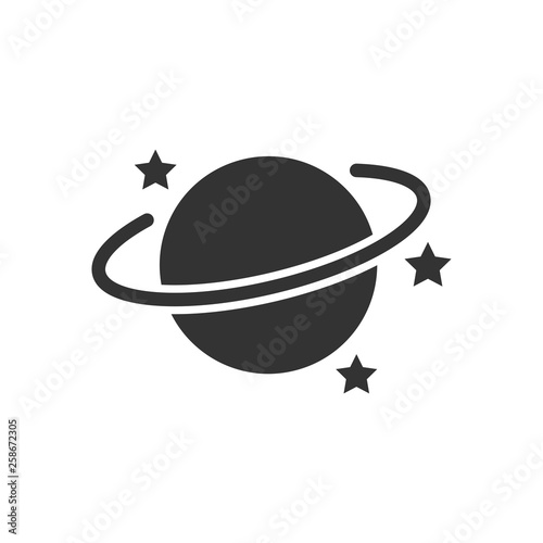 Saturn icon in flat style. Planet vector illustration on white isolated background. Galaxy space business concept.