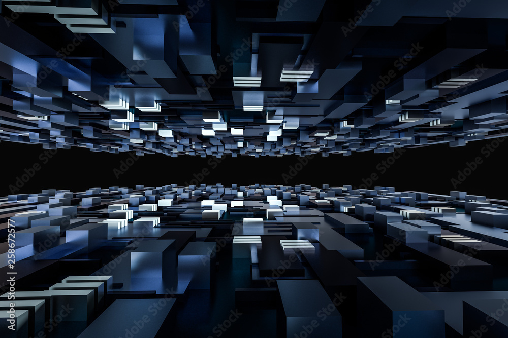 Obraz premium 3d rendering, cubes board space, fantasy world