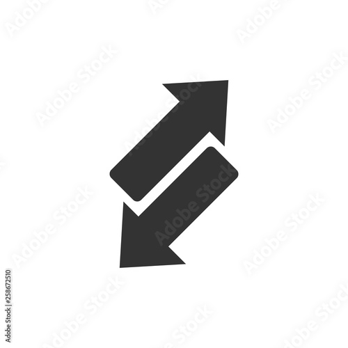 Reverse arrow sign icon in flat style. Refresh vector illustration on white isolated background. Reload business concept.