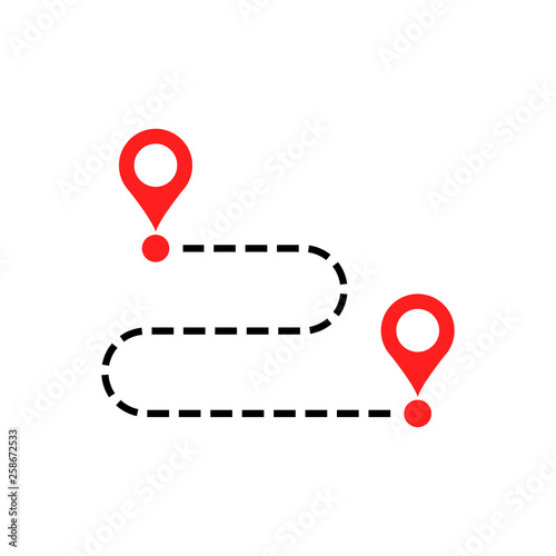Move location icon in flat style. Pin gps vector illustration on white isolated background. Navigation business concept.