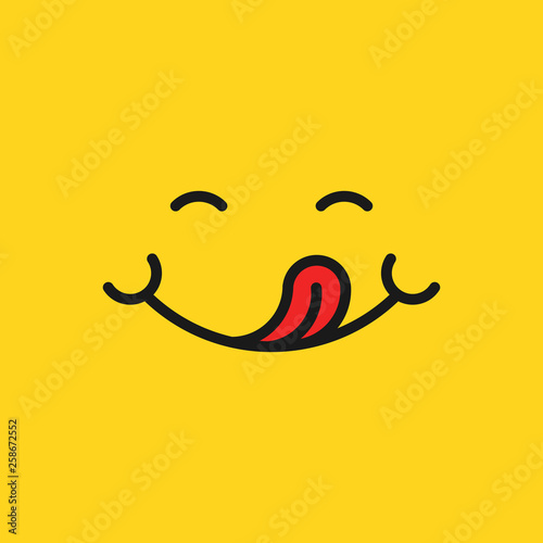 Smile face icon in flat style. Tongue emoticon vector illustration on white isolated background. Funny character business concept.