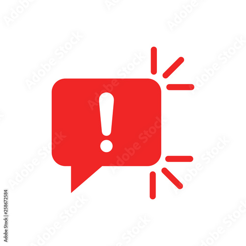 Attention sign icon in flat style. Warning banner vector illustration on white isolated background. Information business concept.