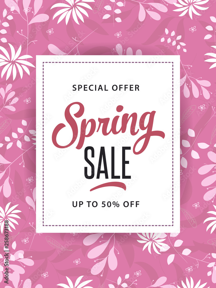 Spring sale with beautiful flower background 