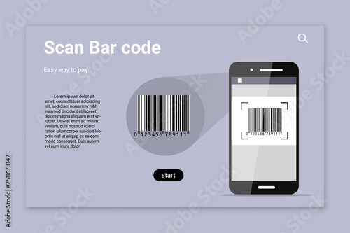 Bar code scan color vector landing page template