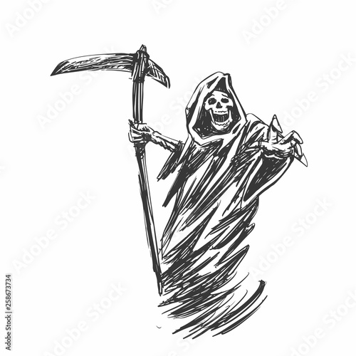 Black death with scythe for halloween 