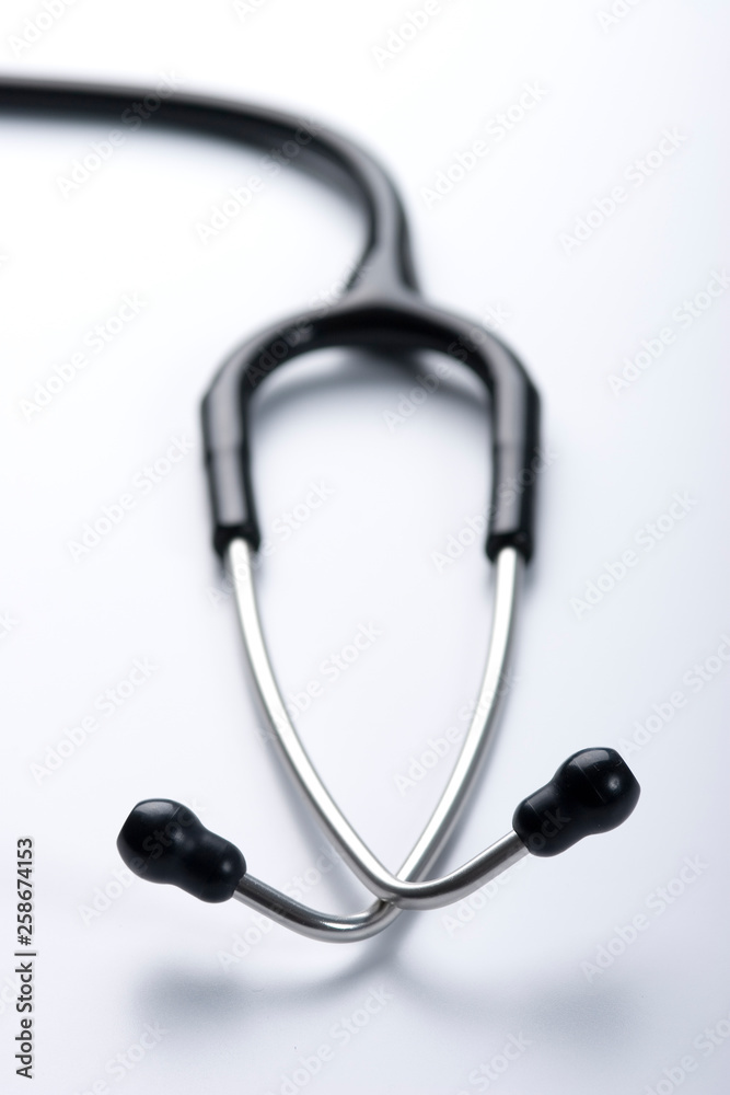 Stethoscope, Medical stethoscope or phonendoscope, Medical device for auscultation, studio shot on white Stethoscope, Medical stethoscope or phonendoscope, Medical device for auscultation, studio shot on white