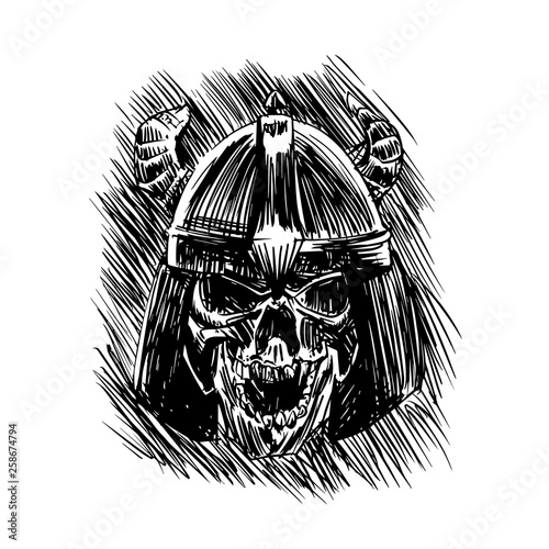 Skull of viking warrior - Vector illustration