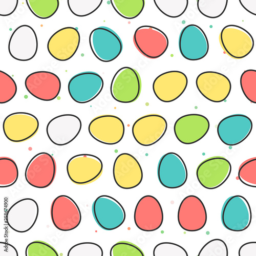 Painted ester eggs background. Vector seamless pattern.