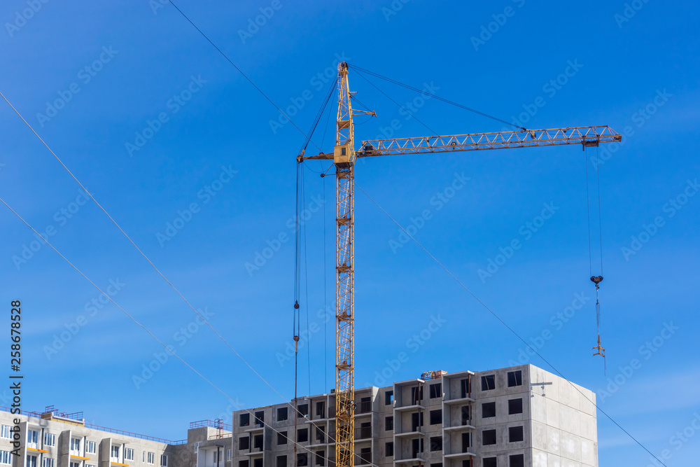 Construction of new cheap high-rise panel residential building