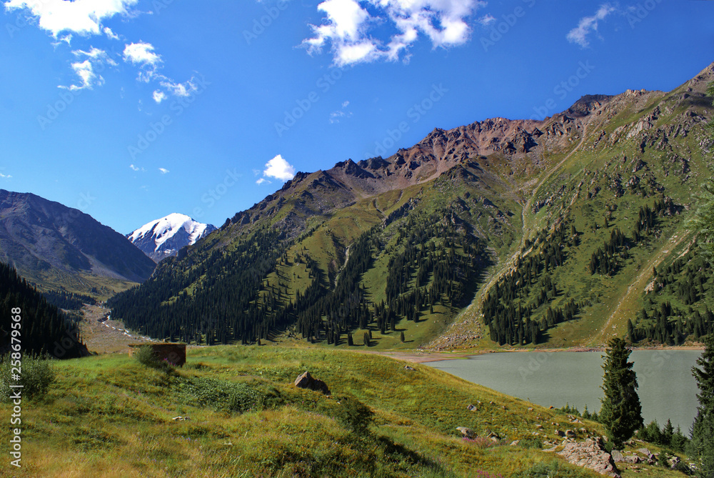 the Big Almaty lake in the mountains