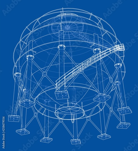 Spherical gas tank outline. Vector
