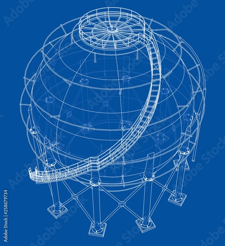 Spherical gas tank outline. Vector