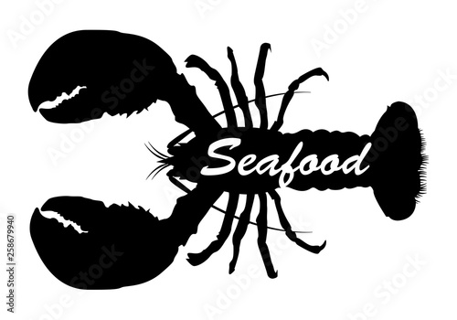 Seafood vector illustrations.Lobster Silhouette Icon on White Background. Vector - Vector