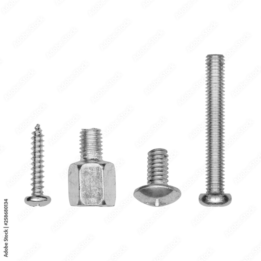Set of metal bolt isolated on white background - clipping paths. Set of metal bolt isolated on white background - clipping paths.