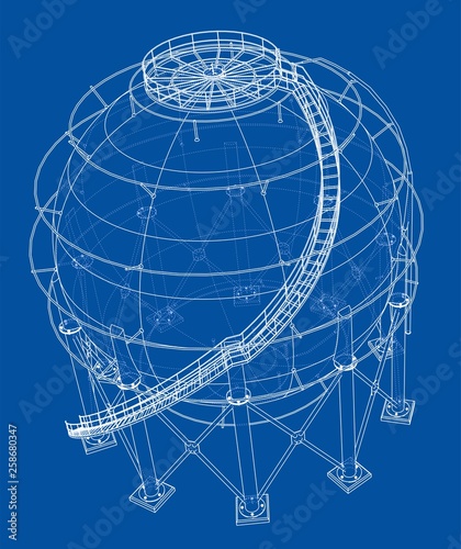 Spherical gas tank outline. Vector