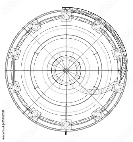 Spherical gas tank outline. Vector