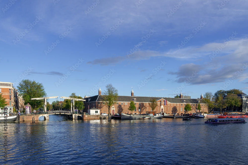 Fototapeta premium view of the canal in amsterdam netherlands