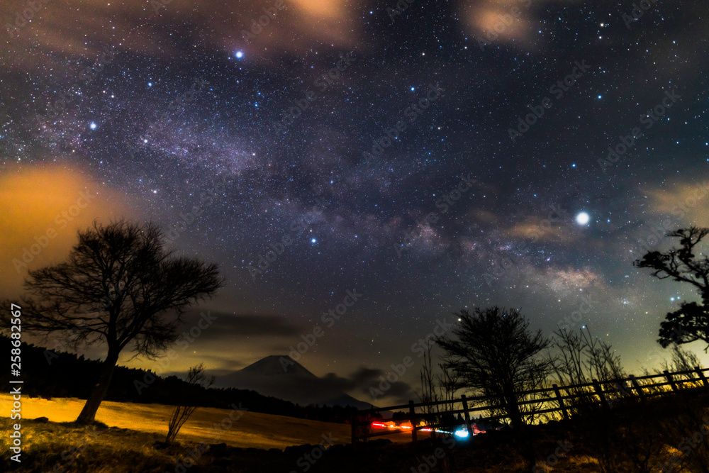 富士山と星空