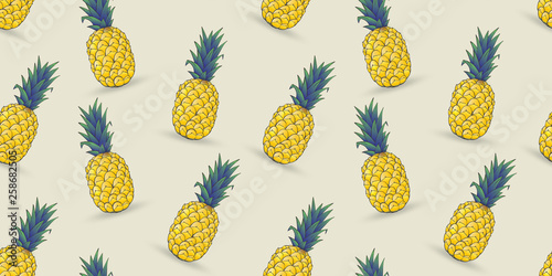 seamless pattern of pineapple on gray